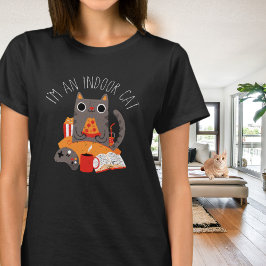 Retro Indoor Introvert Cat Eating Pizza T Shirt
