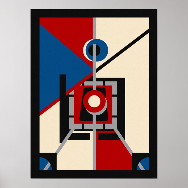 Retro Industrial Deco Geometric Art Poster (Framsidan)