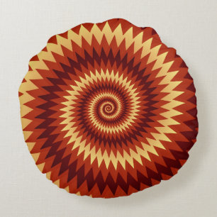 Retro Inferno Spiral Art – Hypnotisk Geometrisk Fl Rund Kudde