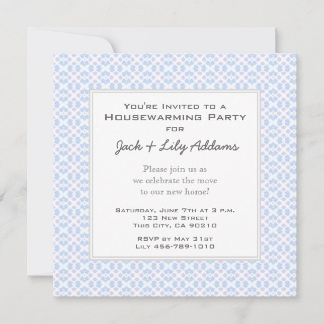 Retro inflyttnings- inbjudan - blått (Framsida)