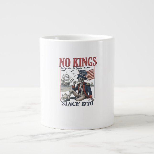 Retro Inga Konungar Sedan 1776 Förkastar Konungar  Jumbo Mugg (Framsidan)