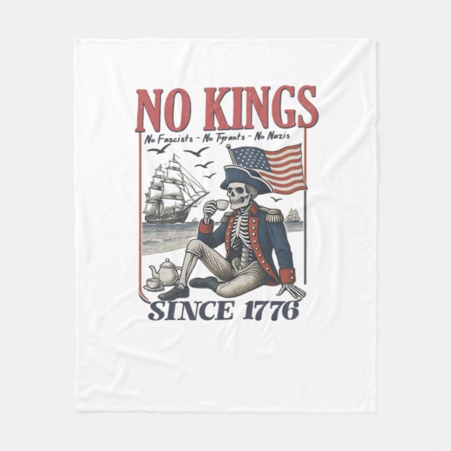 Retro Inga Kungar Sedan 1776 Avvisar Kungar Klassi Fleecefilt (Framsidan)