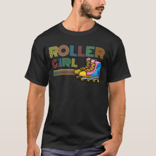 Retro Inline Skater Girl Roller Skates Älskare T Shirt