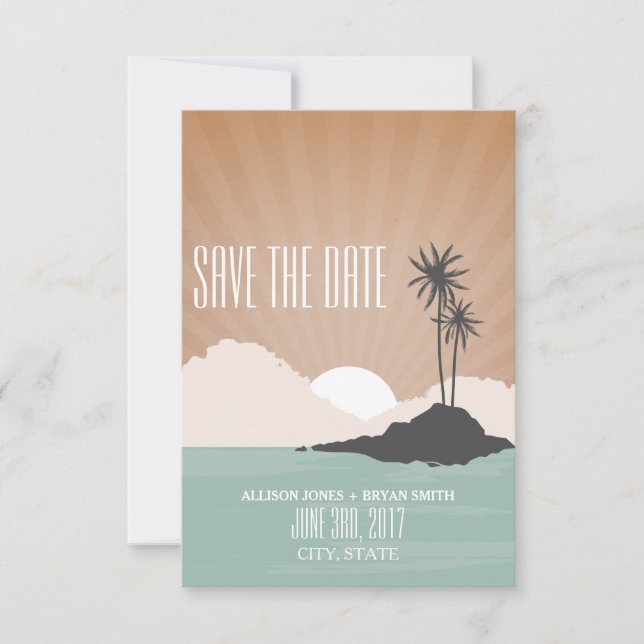 Retro Inspired Beach Wedding datum Spara Datumet (Framsida)