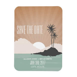Retro Inspired Beach Wedding Spara datum magneter