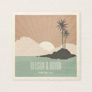 Retro Inspired Island Beach Wedding Napkins Pappersservett