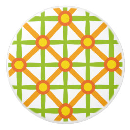 Retro Inspired Orange Grönt och Gult Mönster Knopp