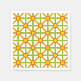 Retro Inspired Orange Grönt och Gult Mönster Pappersservett