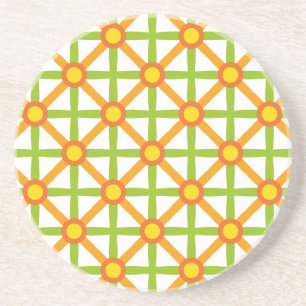 Retro Inspired Orange Grönt och Gult Mönster Underlägg