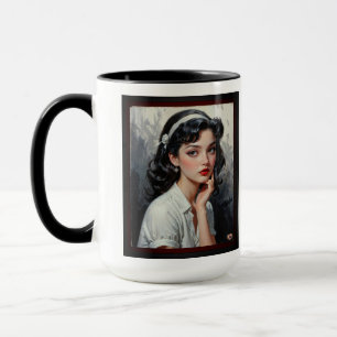 Retro Inspired Porträtt av åsiktsfull ung kvinna Mugg
