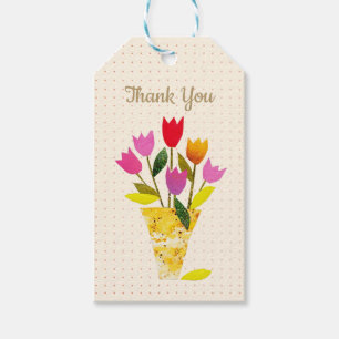 Retro-Inspired Tulips Söt Tack Presentetikett