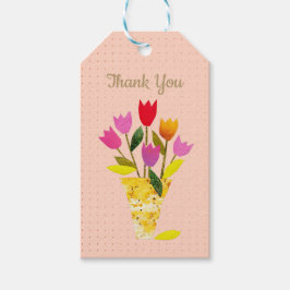 Retro-Inspired Tulips Söt Tack Presentetikett