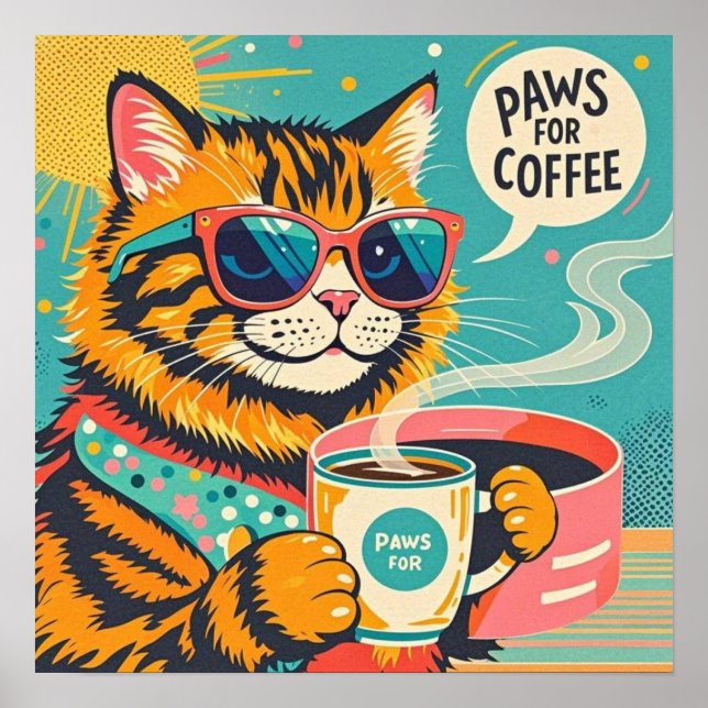 Retro-inspirerad seriekatta som bär överdimensione poster (Framsidan)