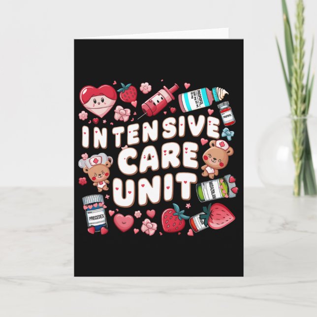 Retro Intensive Care Unit Nurse Tech Valentine Icu Kort (Framsida)