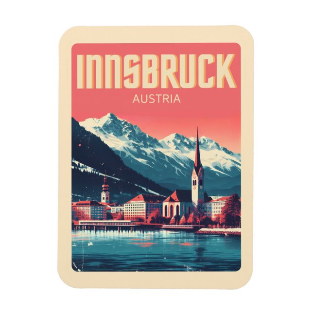 Retro intranbruck Tyrol - österrikiska alpernor Magnet (Vertikal)