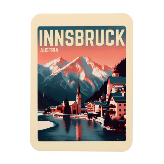 Retro intranbruck Tyrol - österrikiska alpernor Magnet (Vertikal)
