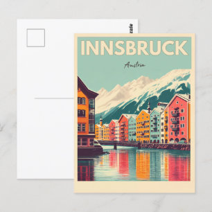 Retro intranbruck Tyrol - österrikiska alpernor Vykort
