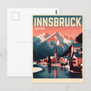 Retro intranbruck Tyrol - österrikiska alpernor Vykort