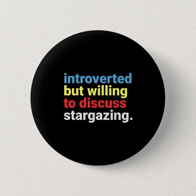 Retro Introverted But Willing Stargazing Lover Fun Knapp (Framsida)
