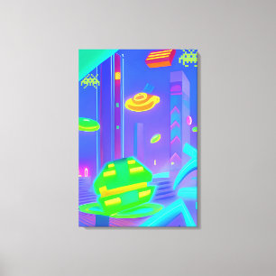 Retro invaderade futurism canvastryck