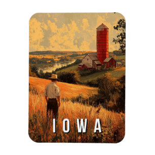 Retro Iowa Patriotic Spirit - Americana Heartland Magnet