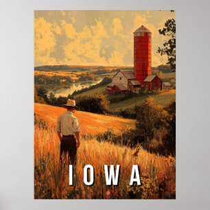 Retro Iowa Patriotic Spirit - Americana Heartland Poster