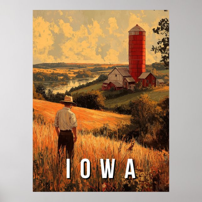 Retro Iowa Patriotic Spirit - Americana Heartland Poster (Framsidan)