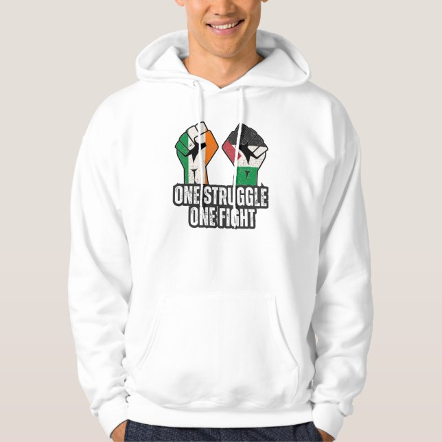 Retro Ireland Palestine Solidarity Fist revolution Hoodie (Framsida)
