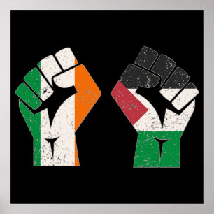 Retro Ireland Palestine Solidarity Fist revolution Poster