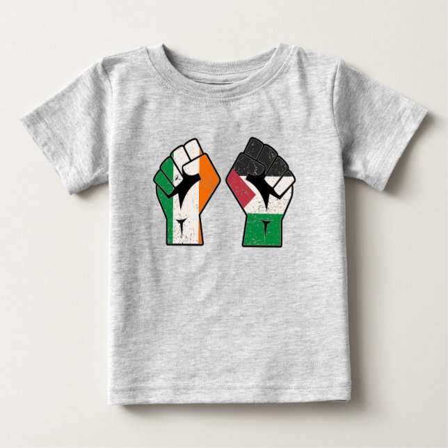 Retro Ireland Palestine Solidarity Fist revolution T Shirt (Framsida)