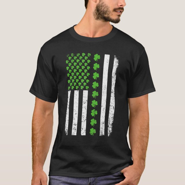 Retro Irish American Flag Distressed Flag St Patri T Shirt (Framsida)