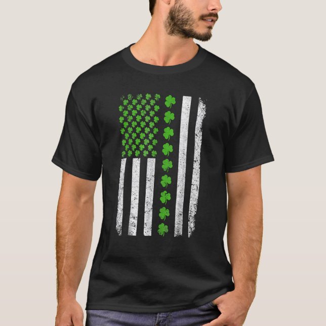 Retro Irish American Flag Distressed Flag St Patri T Shirt (Framsida)