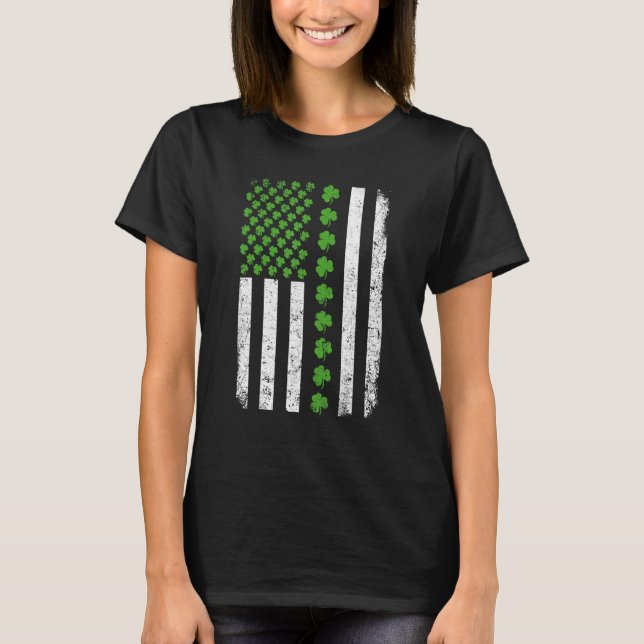 Retro Irish American Flag Distressed Flag St Patri T Shirt (Framsida)