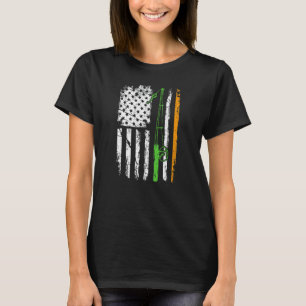 Retro Irish American Flagga Fishing Shamrock St Pa T Shirt