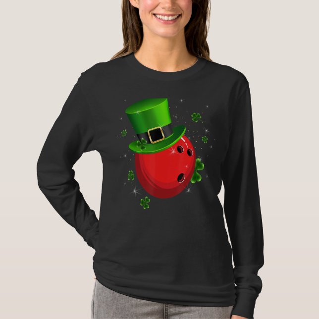 Retro Irish Hat Shamrock Bowling Sports St Patrick T Shirt (Framsida)