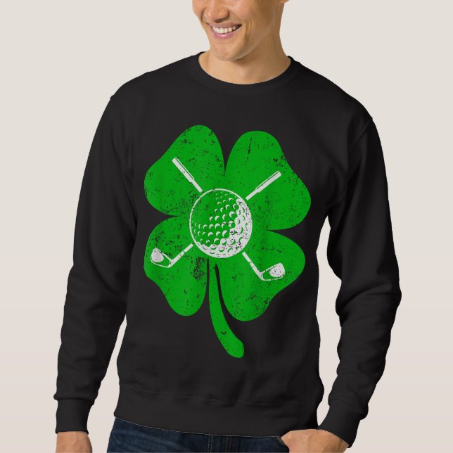 Retro Irish Shamrock Golf Sports Älskare St.Patric Lång Ärmad Tröja (Framsida)