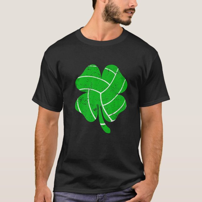 Retro Irish Shamrock Volleyball Sports Älskare St. T Shirt (Framsida)