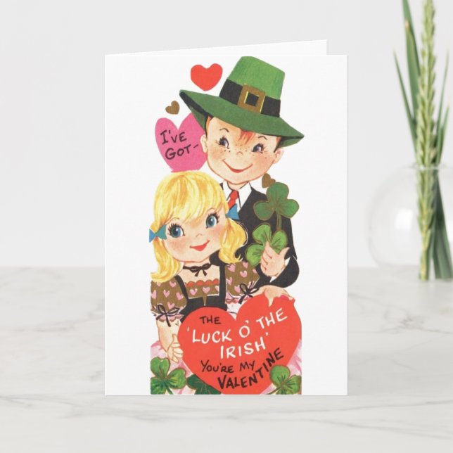 Retro Irish Valentine Day Card Helgkort (Framsida)