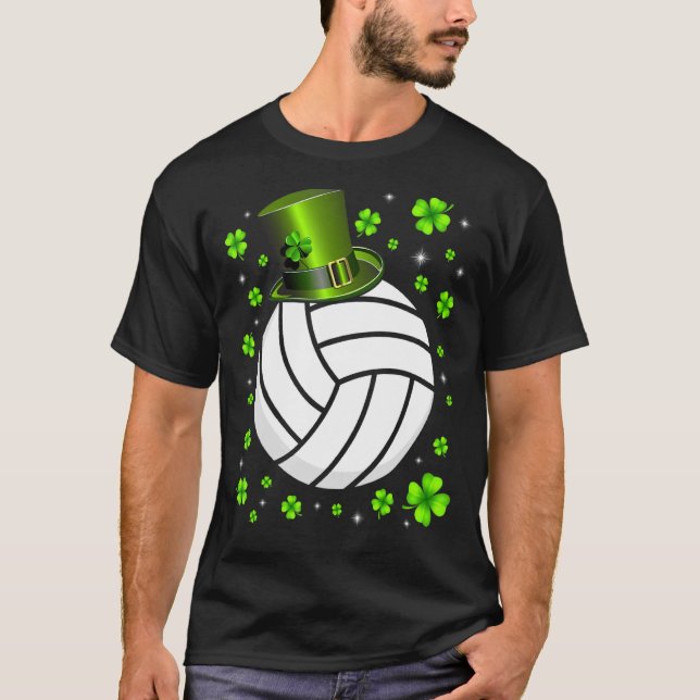 Retro Irish Volleyball Shamrock Sports St Patrick T Shirt (Framsida)