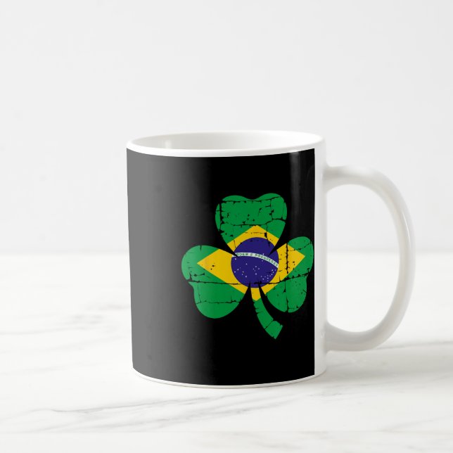 Retro irländska Brasilien Flagga Irland Shamrock S Kaffemugg (Höger)