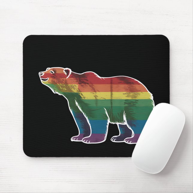 Retro Isbjörn Regnbåge Lesbisk HBTQ HBT Pr Pride Musmatta (Med mus)