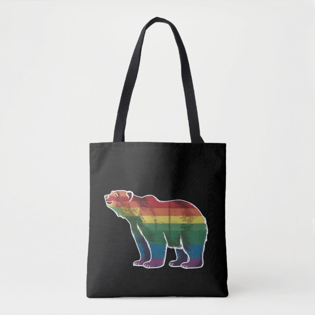 Retro Isbjörn Regnbåge Lesbisk HBTQ HBT Pr Pride Tygkasse (Framsida)