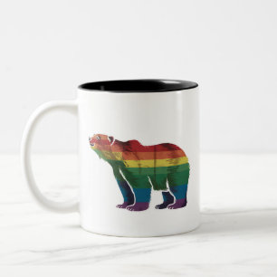 Retro Isbjörn Regnbåge Lesbisk HBTQ HBT Stolt Två-Tonad Mugg
