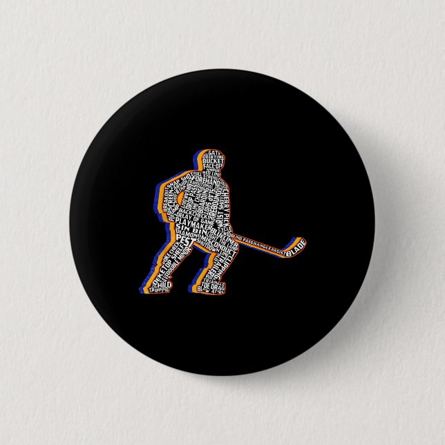Retro ishockeyspelare för män barn pojkar ungdom T Knapp (Framsida)