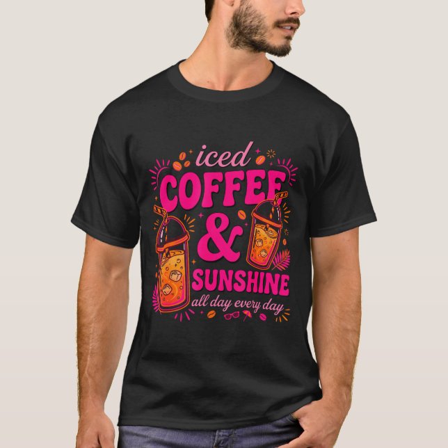 Retro iskaffe &amp; solsken rolig sommar t shirt (Framsida)