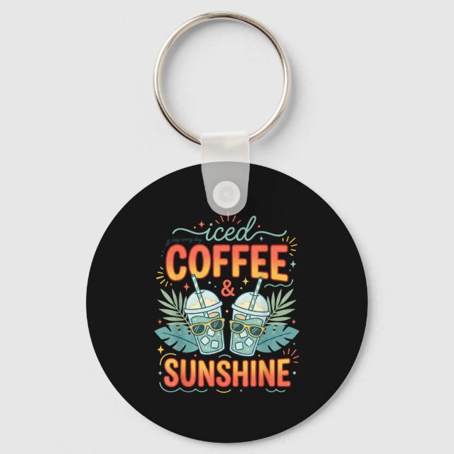 Retro iskaffe & solsken rolig sommar nyckelring (Framsida)