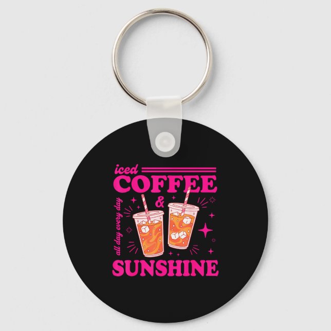 Retro iskaffe & solsken rolig sommar nyckelring (Framsida)