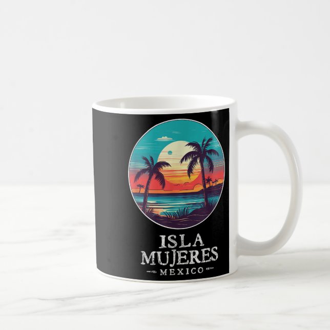 Retro Isla Mujeres Mexico Beach Sunset Souvenir Me Kaffemugg (Höger)