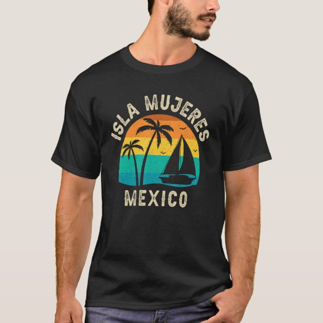 Retro Isla Mujeres Mexico Sunset Matching Family T Shirt (Framsida)