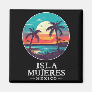 Retro Isla Mujeres Mexiko Beach Solnedgång Souveni Magnet